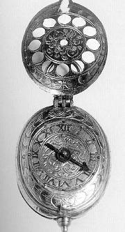Einzeiger Halsuhr um 1600.